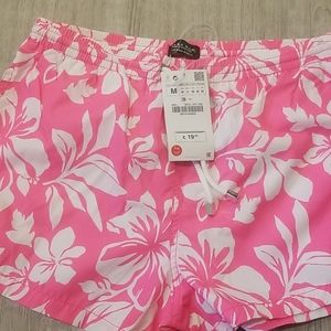 Zara Man pink floral swim trunks